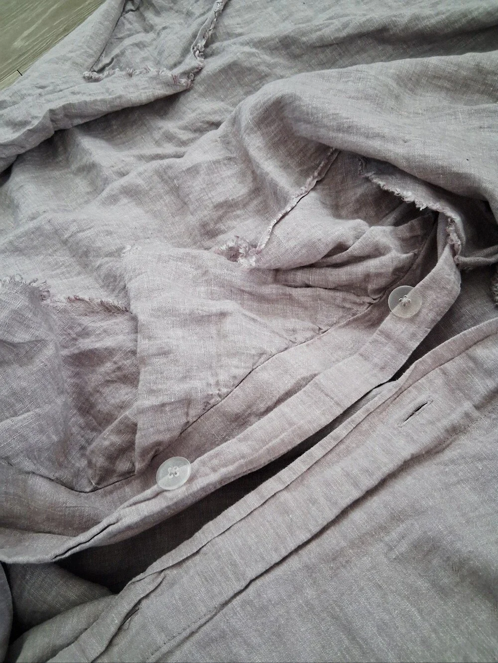 Pottery Barn Belgian Flax Linen Fringe Ruffle Duvet Cover In Lavender